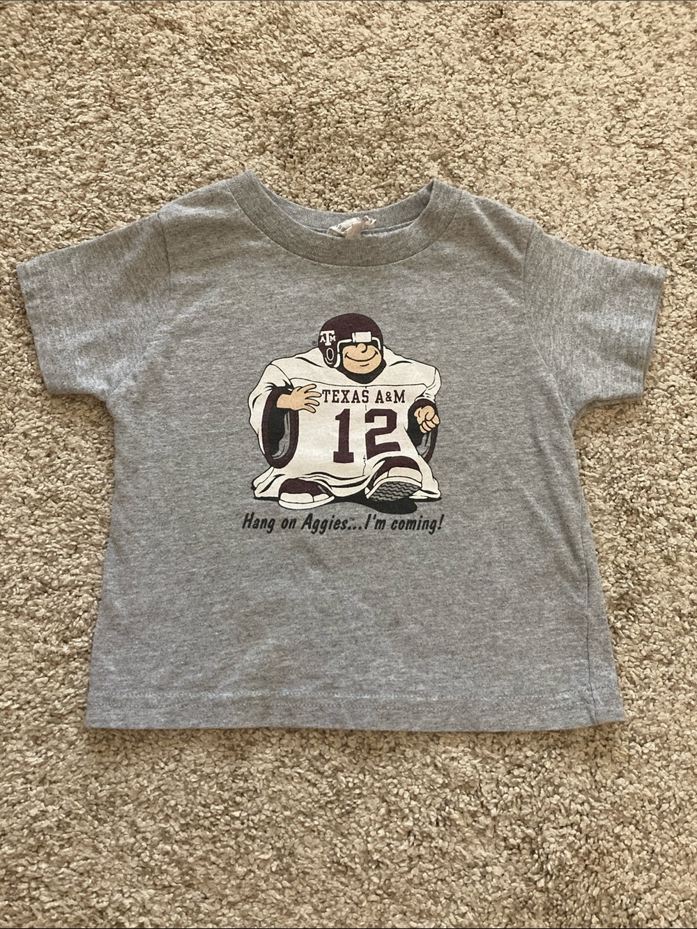 Aggie A&M 12th Man 18-24 Month 2T Boy Short Sleeve Cotton T Shirt